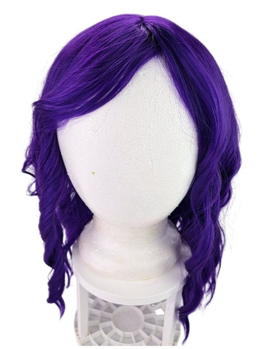 Purple Curly Synthetic Wig Costume Cosplay Hairpiece Halloween Party Role Play